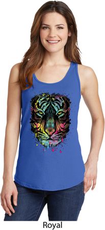 Dripping Neon Tiger Ladies Tank Top
