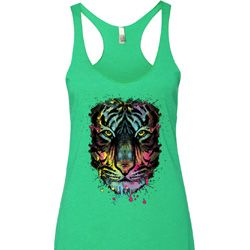 Dripping Neon Tiger Ladies Tri Blend Racerback Tank Top Dripping Neon Tiger Ladies Tri Blend Racerback Tank Top
