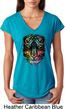 Dripping Neon Tiger Ladies Tri Blend V-Neck Shirt