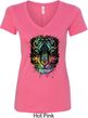 Dripping Neon Tiger Ladies V-Neck Shirt