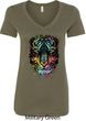 Dripping Neon Tiger Ladies V-Neck Shirt