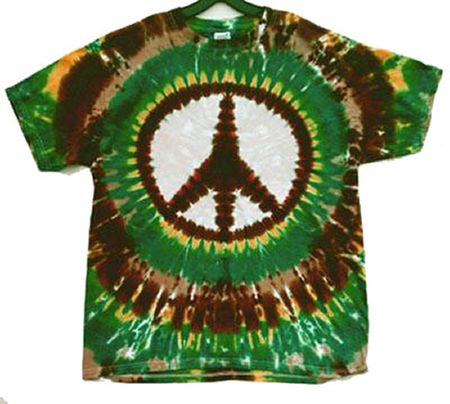 Mens Earth Peace Sign Tie-Dye T-Shirt