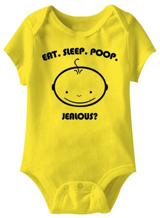 Eat Sleep Poop Jealous? Funny Baby Romper Yellow Infant Babies Creeper