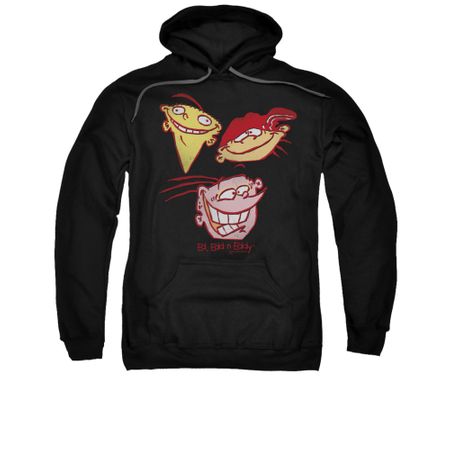 Ed, Edd N Eddy Hoodie Sweatshirt Three Heads Black Adult Hoody Sweat Shirt