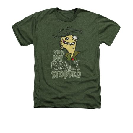 Ed, Edd N Eddy Shirt Brain Dead Ed Adult Heather Military Green Tee T-Shirt