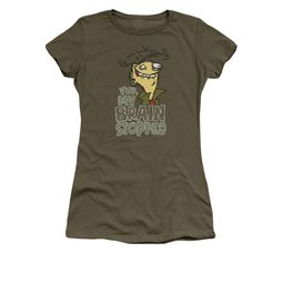 Ed, Edd N Eddy Shirt Juniors Brain Dead Ed Military Green Tee T-Shirt