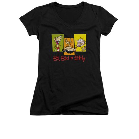 Ed, Edd N Eddy Shirt Juniors V Neck 3 Ed's Black Tee T-Shirt