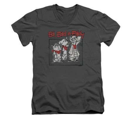 Ed, Edd N Eddy Shirt Slim Fit V Neck Stand By Me Charcoal Tee T-Shirt