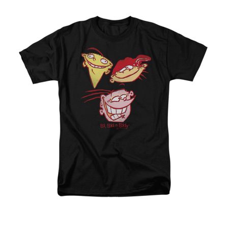 Ed, Edd N Eddy Shirt Three Heads Adult Black Tee T-Shirt