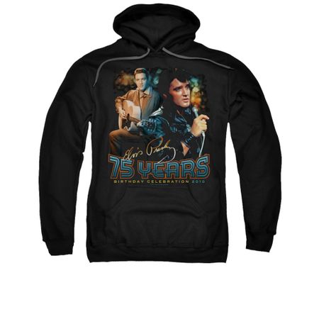 Elvis Presley Hoodie 75 Year Birthday Black Sweatshirt Hoody