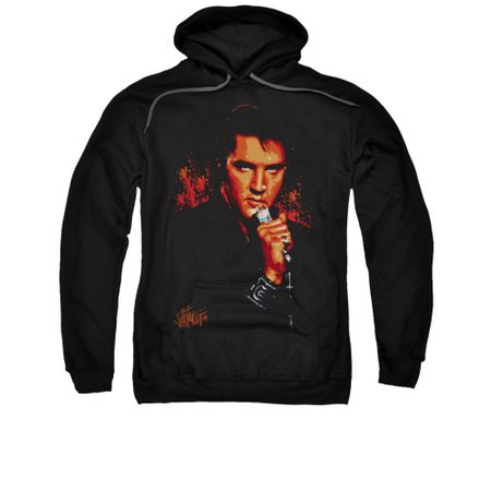 Elvis Presley Hoodie Blue Eyes In The Dark Black Sweatshirt Hoody