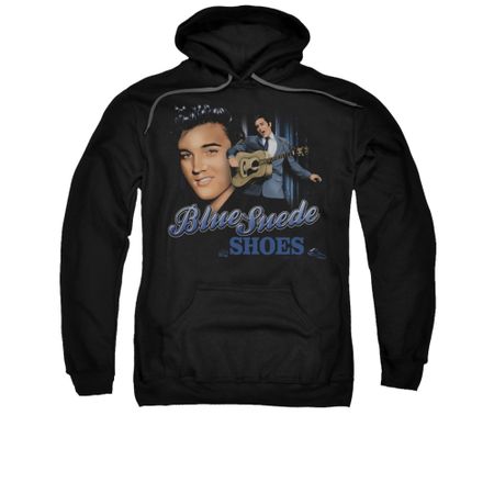 Elvis Presley Hoodie Blue Suede Shoes Black Sweatshirt Hoody