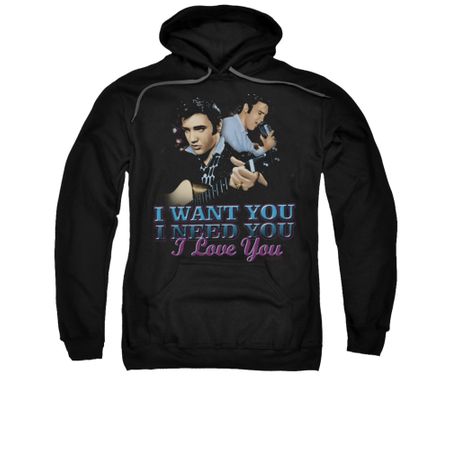 Elvis Presley Hoodie I Want You Black Sweatshirt Hoody