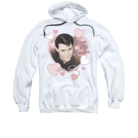 Elvis Presley Hoodie Love Me Tender White Sweatshirt Hoody