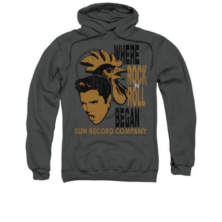 Elvis Presley Hoodie Rooster Charcoal Sweatshirt Hoody