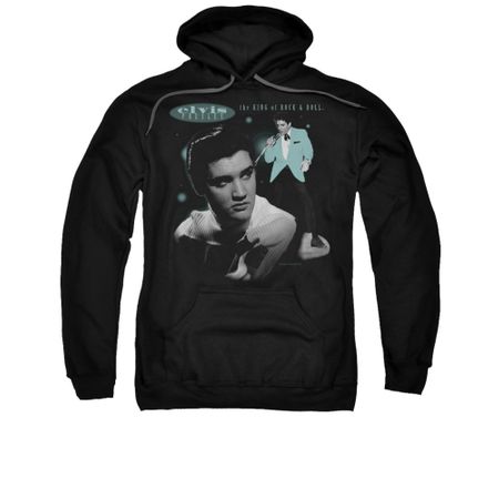 Elvis Presley Hoodie Teal Potrait Black Sweatshirt Hoody