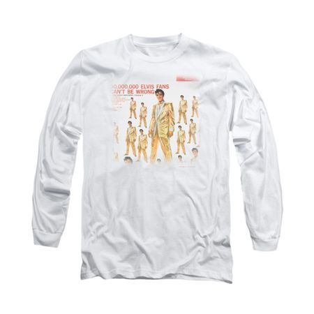 Elvis Presley Shirt 50 Million Long Sleeve White Tee T-Shirt