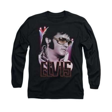 Elvis Presley Shirt 70's Star Poster Long Sleeve Black Tee T-Shirt