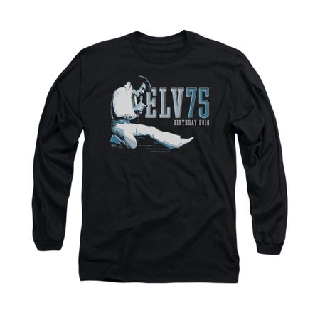 Elvis Presley Shirt 75 Logo Long Sleeve Black Tee T-Shirt