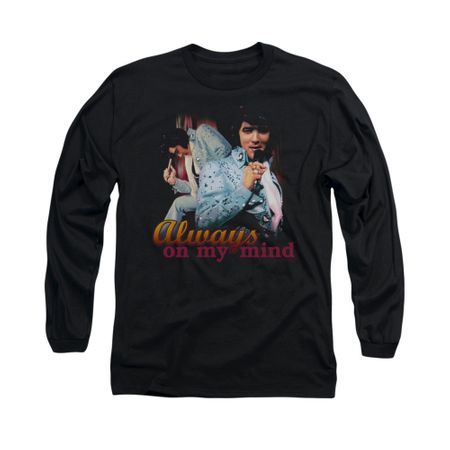 Elvis Presley Shirt Always On My Mind Long Sleeve Black Tee T-Shirt