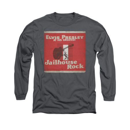 Elvis Presley Shirt At His Greatest Long Sleeve Charcoal Tee T-Shirt