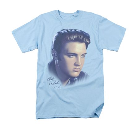 Elvis Presley Shirt Big Portrait Light Blue T-Shirt