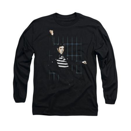 Elvis Presley Shirt Blue Bars Long Sleeve Black Tee T-Shirt