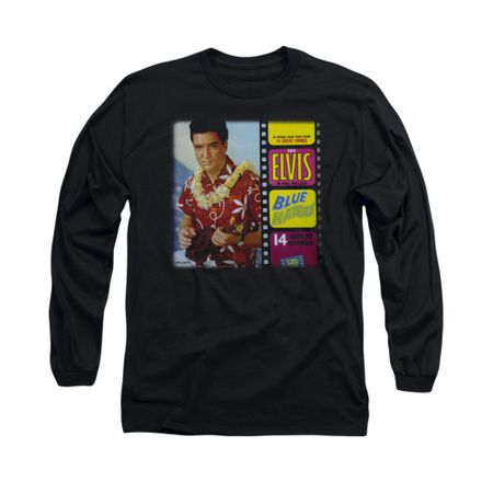Elvis Presley Shirt Blue Hawaii Album Long Sleeve Black Tee T-Shirt