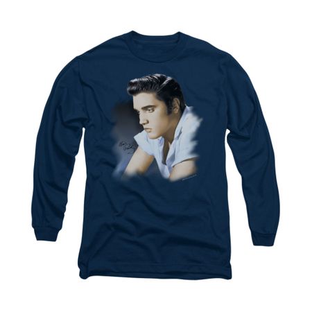Elvis Presley Shirt Blue Profile Long Sleeve Navy Tee T-Shirt