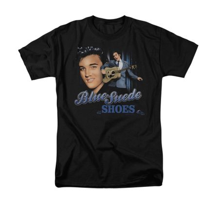 Elvis Presley Shirt Blue Suede Shoes Black T-Shirt