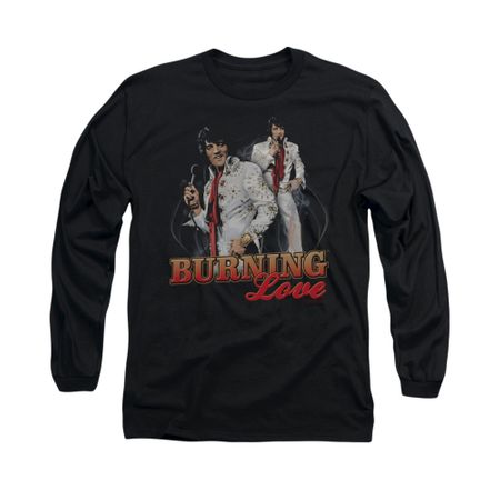 Elvis Presley Shirt Burning Love Long Sleeve Black Tee T-Shirt