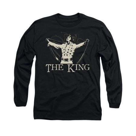 Elvis Presley Shirt Cape Long Sleeve Black Tee T-Shirt