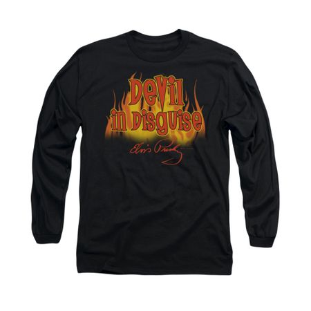 Elvis Presley Shirt Devil In Disguise Long Sleeve Black Tee T-Shirt