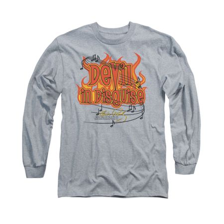 Elvis Presley Shirt Devil Long Sleeve Athletic Heather Tee T-Shirt