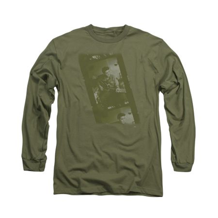 Elvis Presley Shirt Film Strip Long Sleeve Olive Tee T-Shirt