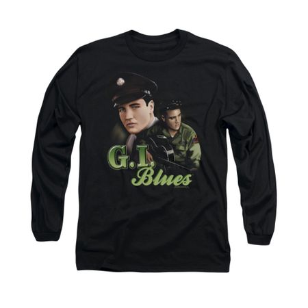Elvis Presley Shirt G.I. Uniform Long Sleeve Black Tee T-Shirt
