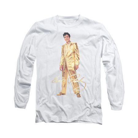 Elvis Presley Shirt Gold Suit Long Sleeve White Tee T-Shirt