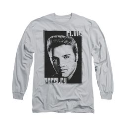 Elvis Presley Shirt Graphic Portrait Long Sleeve Silver Tee T-Shirt