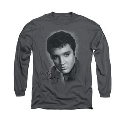 Elvis Presley Shirt Grey Portrait Long Sleeve Charcoal Tee T-Shirt Elvis Presley Shirt Grey Portrait Long Sleeve Charcoal Tee T-Shirt