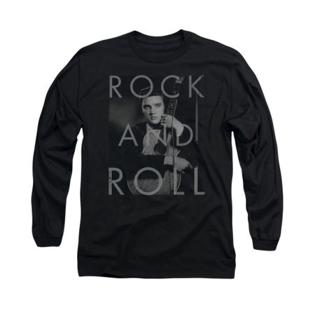 Elvis Presley Shirt Guitar Hugging Long Sleeve Black Tee T-Shirt