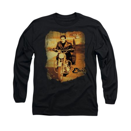 Elvis Presley Shirt Hit The Road Long Sleeve Black Tee T-Shirt