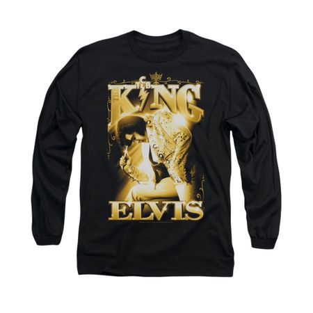 Elvis Presley Shirt In Gold Long Sleeve Black Tee T-Shirt