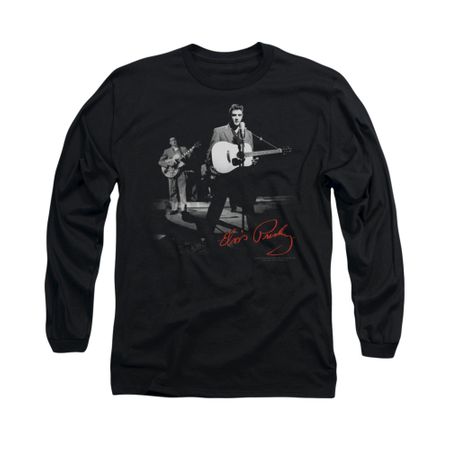 Elvis Presley Shirt In The Spot Light Guitar Long Sleeve Black Tee T-Shirt