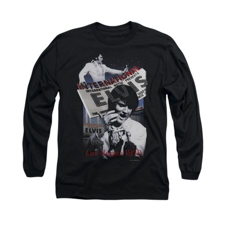 Elvis Presley Shirt International Hotel Long Sleeve Black Tee T-Shirt