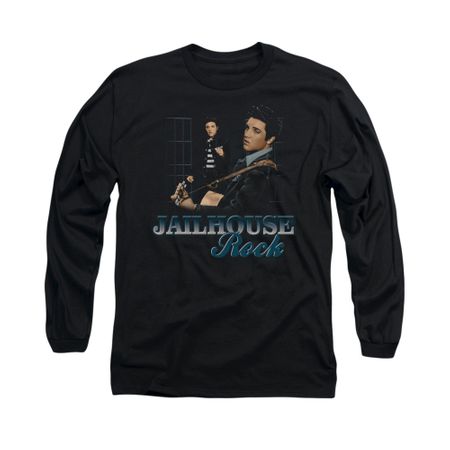 Elvis Presley Shirt Jailhouse Rock Inmate Long Sleeve Black Tee T-Shirt