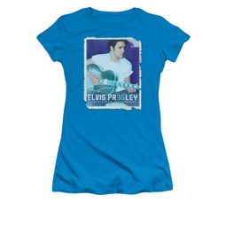 Elvis Presley Shirt Juniors 35 Guitar Turquoise T-Shirt