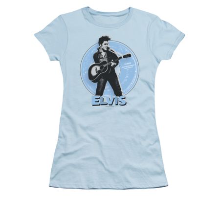 Elvis Presley Shirt Juniors 45 RPM Light Blue T-Shirt