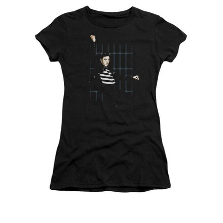 Elvis Presley Shirt Juniors Blue Bars Black T-Shirt