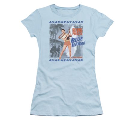 Elvis Presley Shirt Juniors Blue Hawaii Poster Light Blue T-Shirt