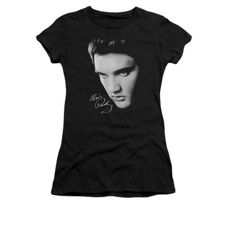 Elvis Presley Shirt Juniors Face Black T-Shirt